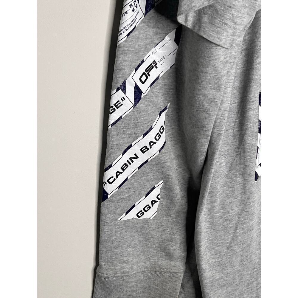 Off White 2013 Airport Tape Double Layered Tee Sweatshirt Melange Gray White L - Picture 10 of 15